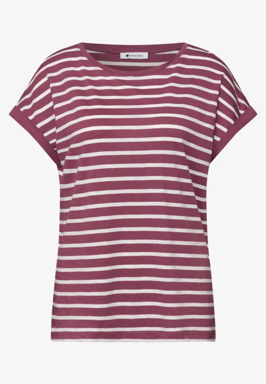 Dropped Shoulder T-Shirt mit Streifen dark clouded blush