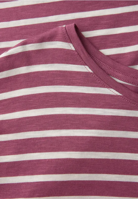 Dropped Shoulder T-Shirt mit Streifen dark clouded blush