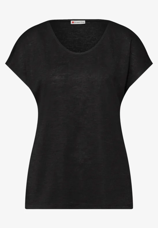 Dropped Shoulder Shirt im Leinen-Look Black