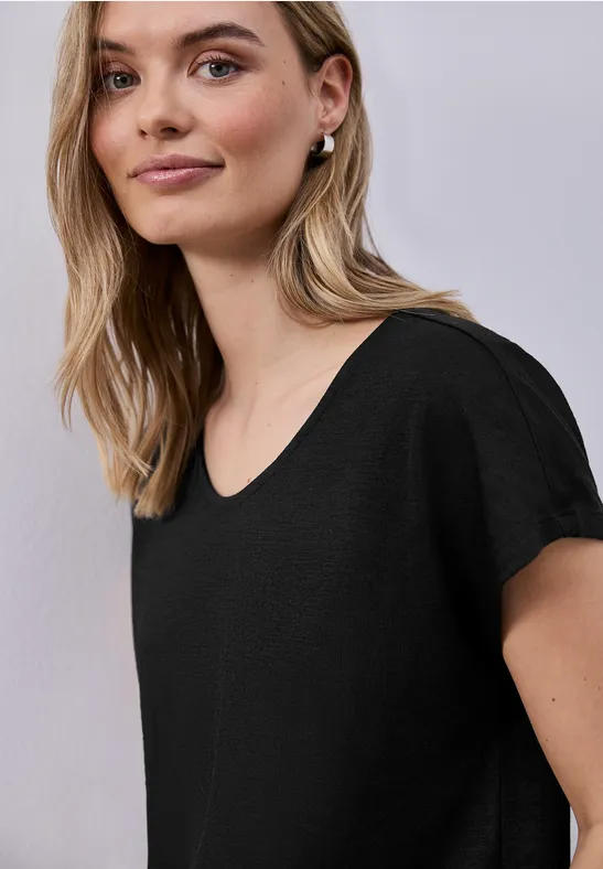 Dropped Shoulder Shirt im Leinen-Look Black