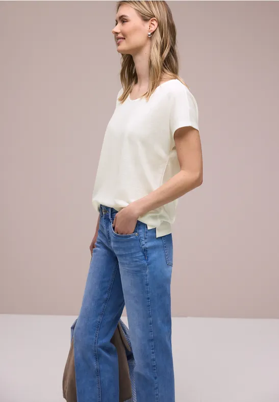 Dropped Shoulder Shirt im Leinen-Look off white