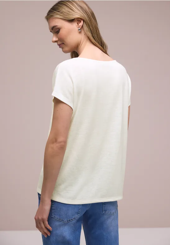 Dropped Shoulder Shirt im Leinen-Look off white