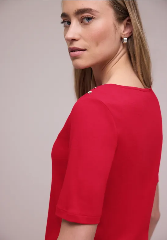 Kurzarm Shirt mit Knopfdetail salsa red