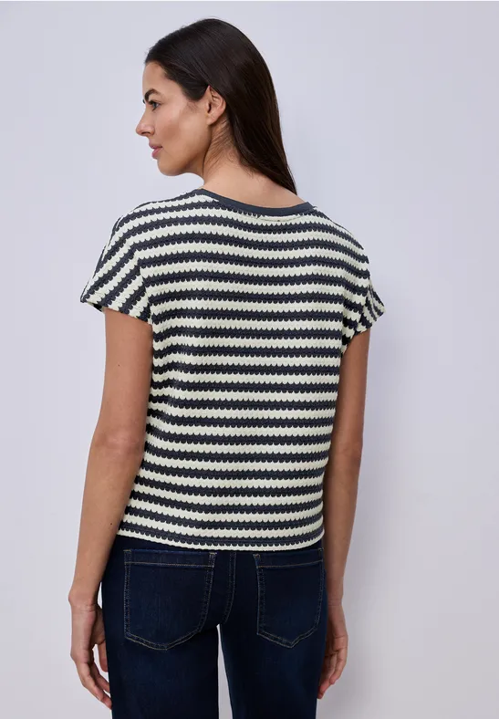 Chemise à rayures dropped shoulder shadowed navy