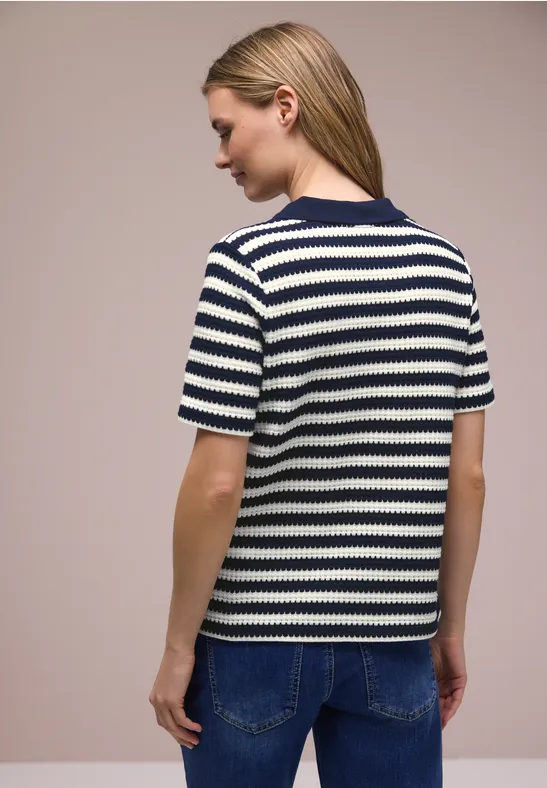Kurzarm Poloshirt mit Streifen shadowed navy