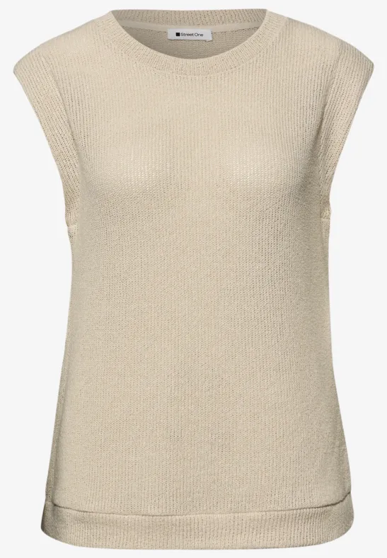 Top met overhangende schouders in een gebreide look smoke beige