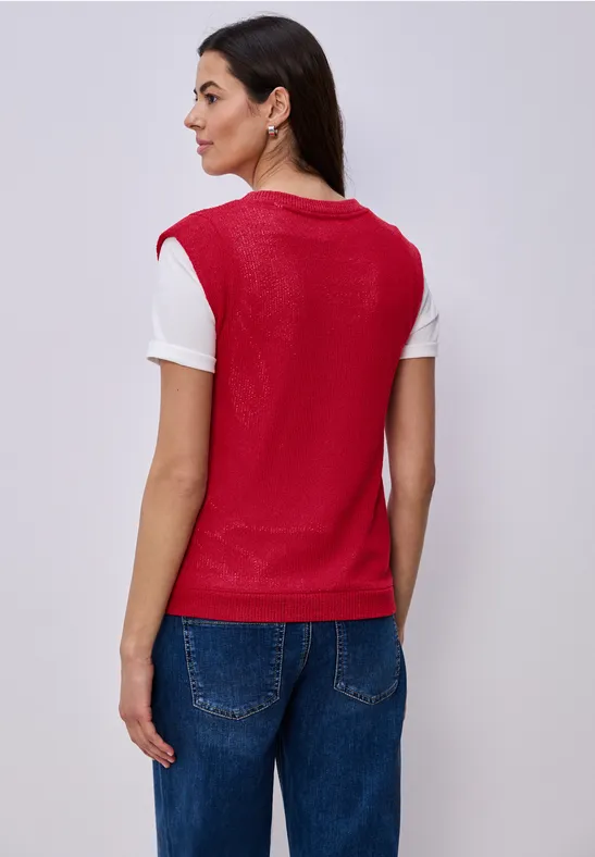 Top met overhangende schouders in een gebreide look salsa red