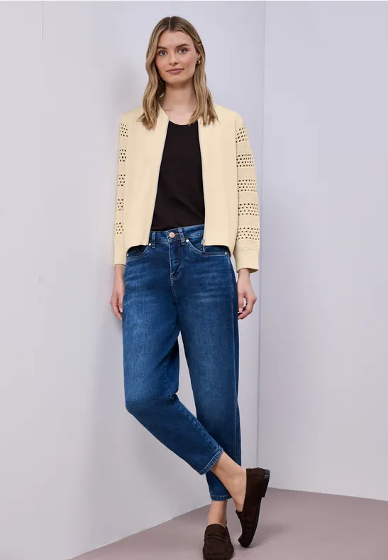 Jas met lange mouwen in Silk-Look smoke beige