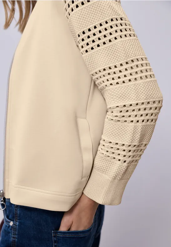 Jas met lange mouwen in Silk-Look smoke beige