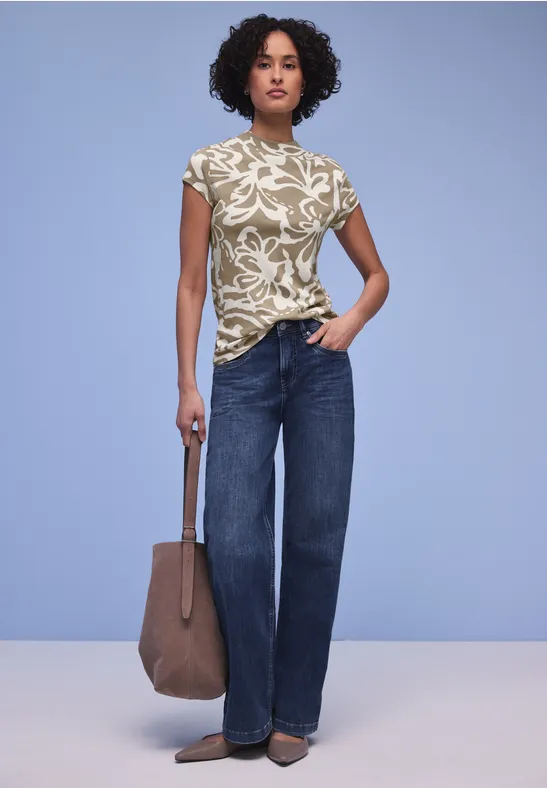 Gedessineerd basic shirt safari beige