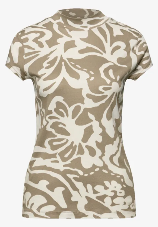Gedessineerd basic shirt safari beige