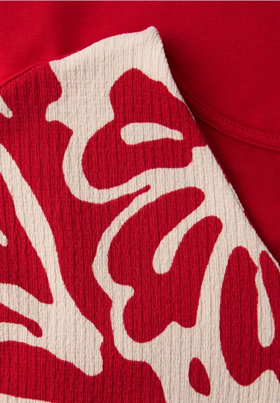 Shirt met gespleten hals en print op de voorkant salsa red