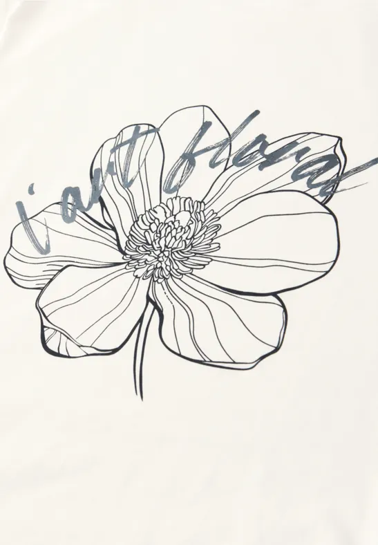 Kurzarm Shirt mit floralem Artwork off white