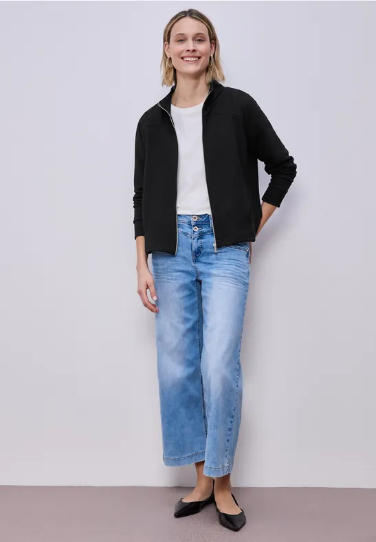 Langarm Jacke mit Turtle Neck Black