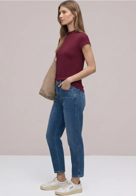 Basic Shirt mit Turtle Neck truffle red