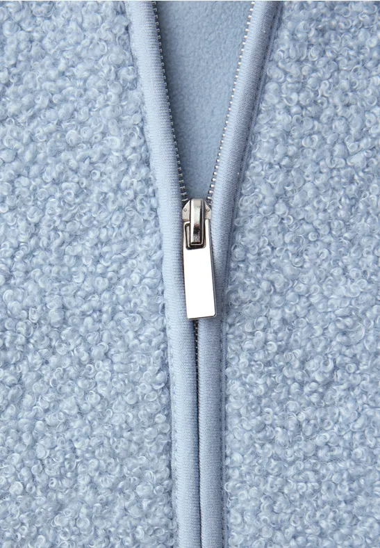 Weste mit V-Neck aus Teddy-Material calm blue