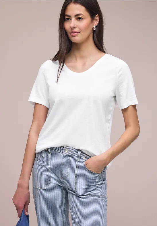 Basic T-Shirt mit V-Neck White