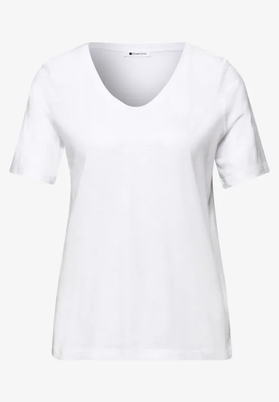 Basic T-Shirt mit V-Neck White