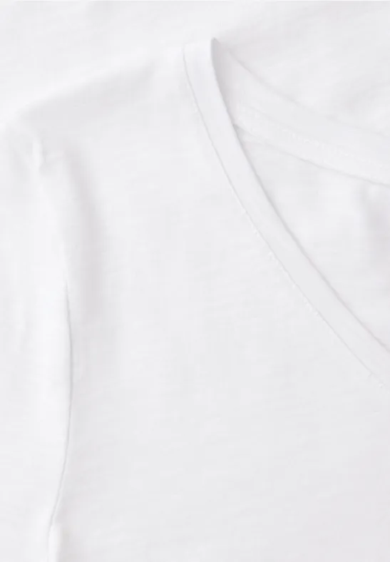 Basic T-Shirt mit V-Neck White