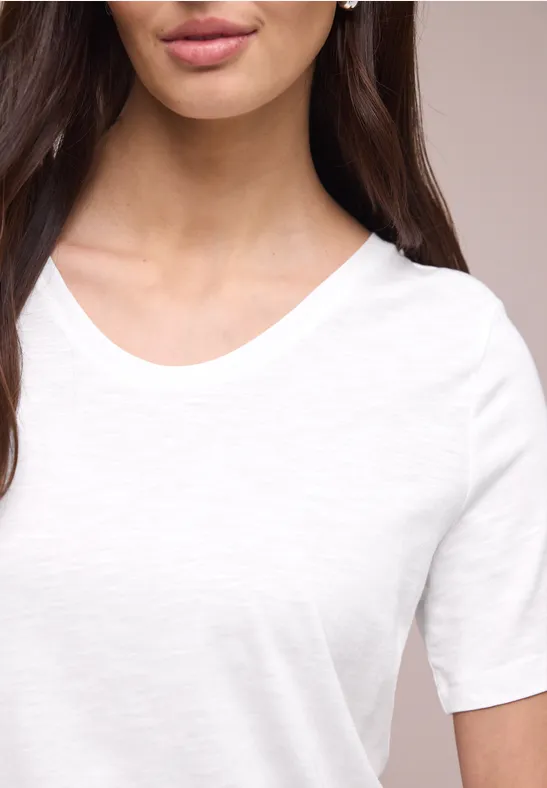 Basic T-Shirt mit V-Neck White