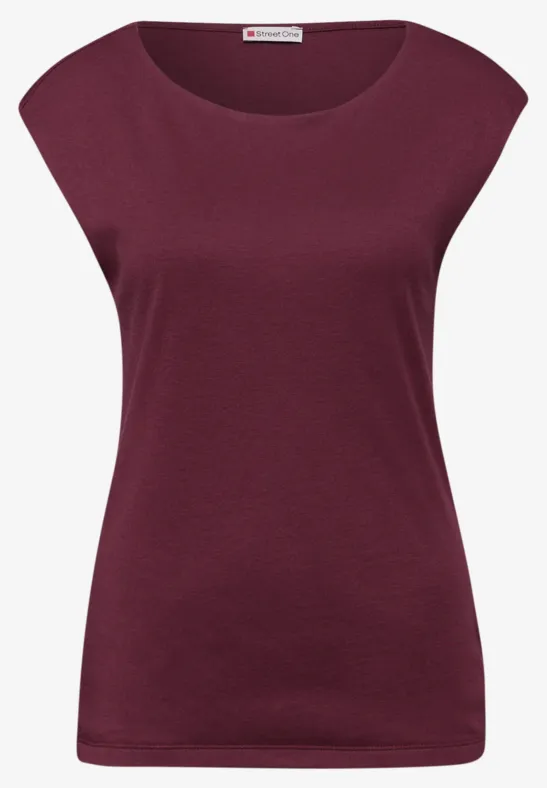 Basic Shirt mit U-Boot-Ausschnitt truffle red