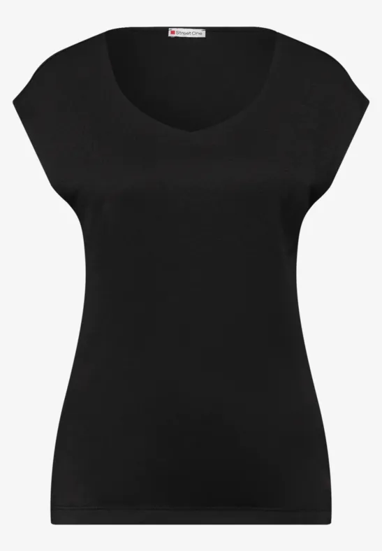 T-shirt sans manches avec encolure en diamant Black