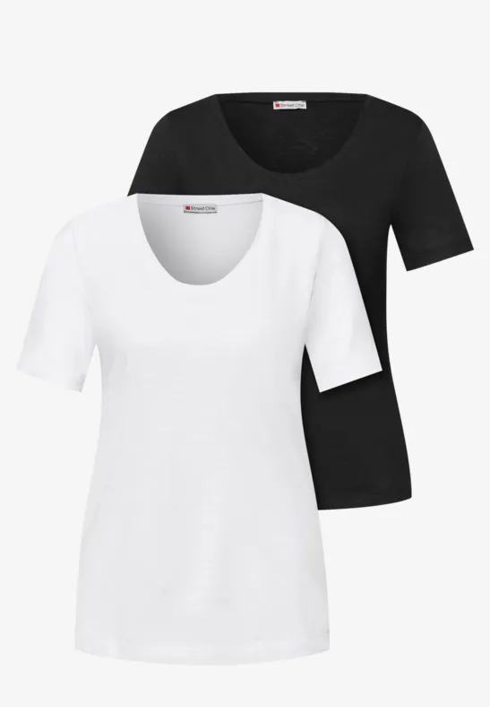 Basic T-Shirt mit Kurzarm im 2er-Pack white/black