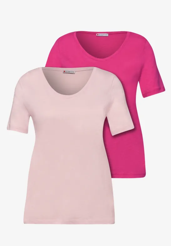 T-shirts basiques en pack de 2 magenta dream/minimal rose