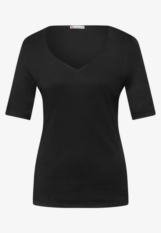 T-Shirts mit Herzausschnitt im 2er-Pack off white/black