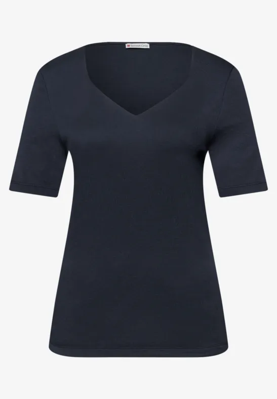 T-Shirts mit Herzausschnitt im 2er-Pack off white/shadowed navy