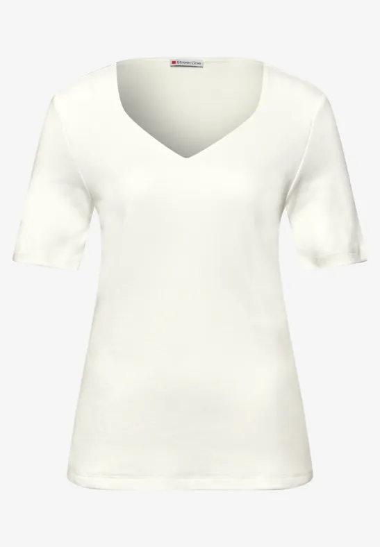 T-Shirts mit Herzausschnitt im 2er-Pack off white/shadowed navy