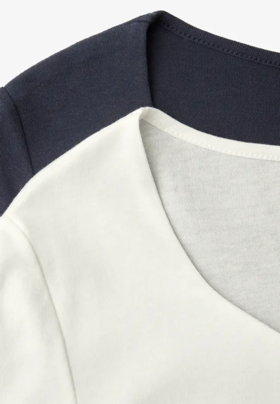 T-Shirts mit Herzausschnitt im 2er-Pack off white/shadowed navy