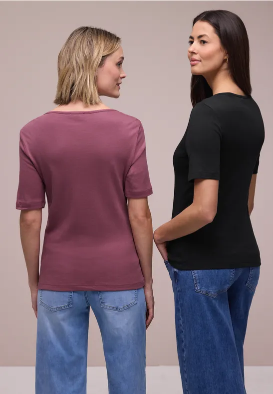 T-Shirts mit Herzausschnitt im 2er-Pack black/dark clouded blush