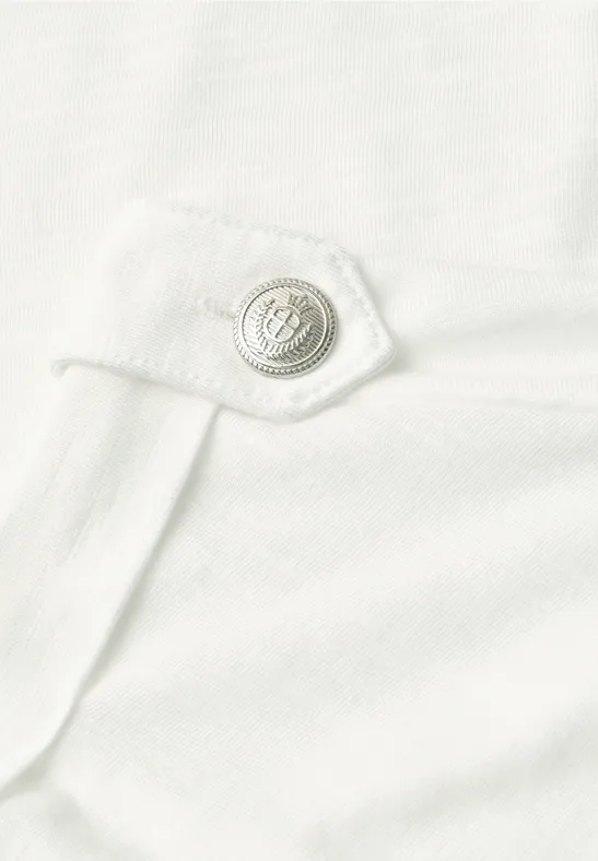 T-Shirt mit Rundhals und Knopfdetails off white