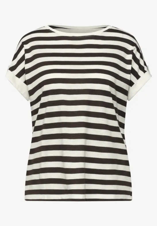 Shirt met ronde hals en knoopdetail espresso brown