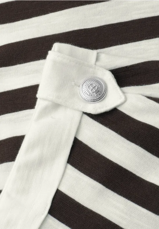 Shirt met ronde hals en knoopdetail espresso brown