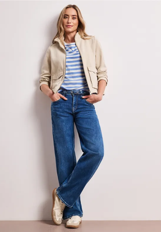 Shirt met ronde hals en knoopdetail drift blue