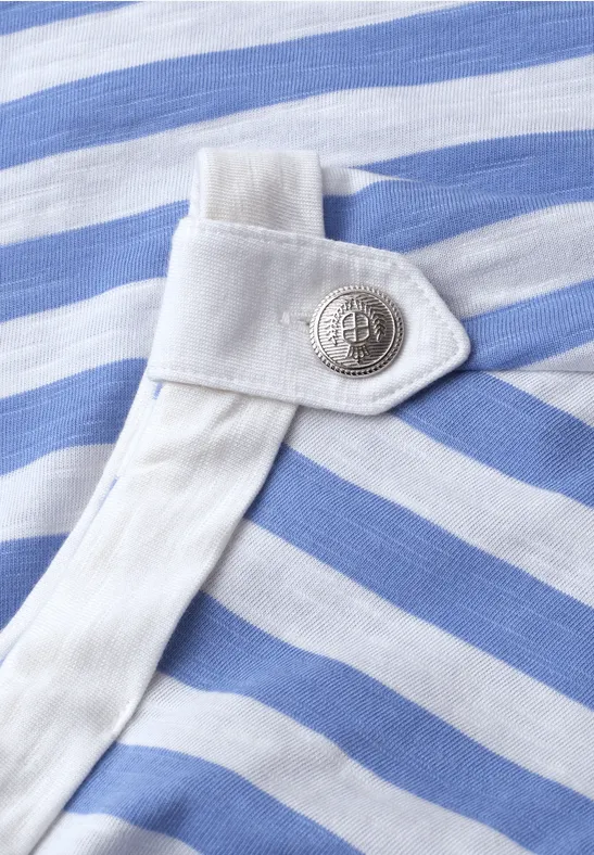 Shirt met ronde hals en knoopdetail drift blue