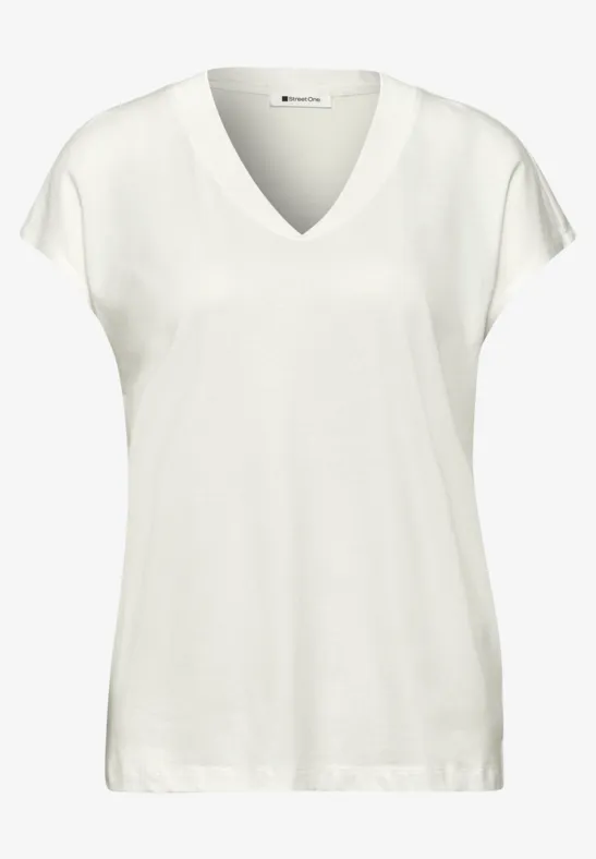 Chemise à épaules tombantes et col en V off white