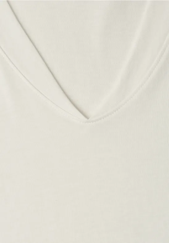 Chemise à épaules tombantes et col en V off white