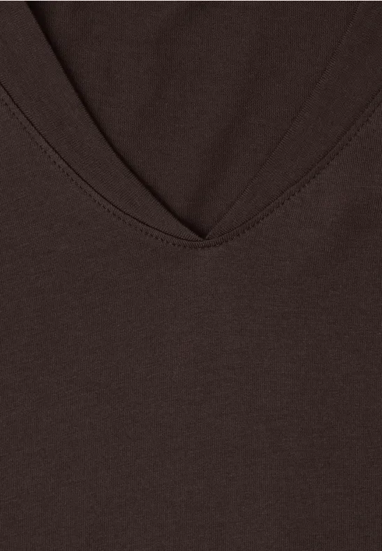 Dropped Shoulder Shirt mit V-Neck espresso brown