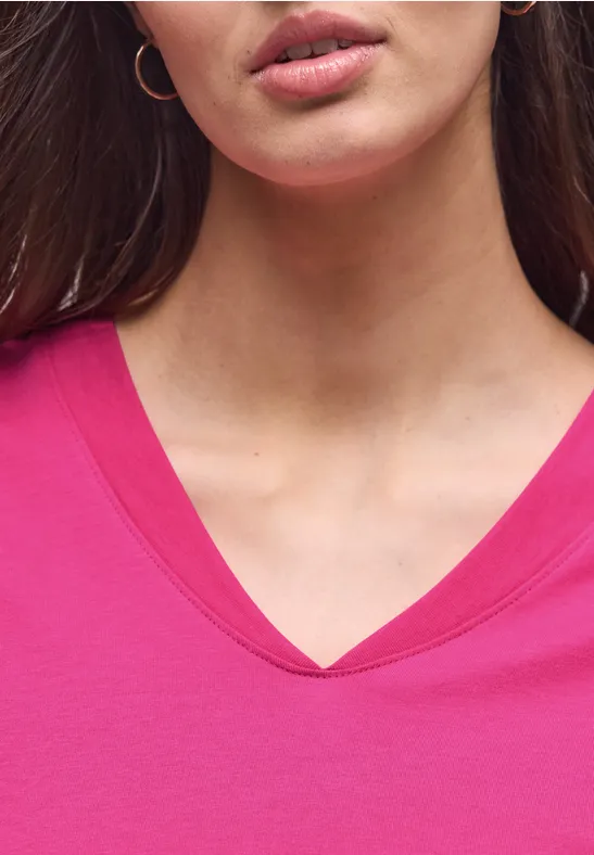 Dropped Shoulder Shirt mit V-Neck magenta dream