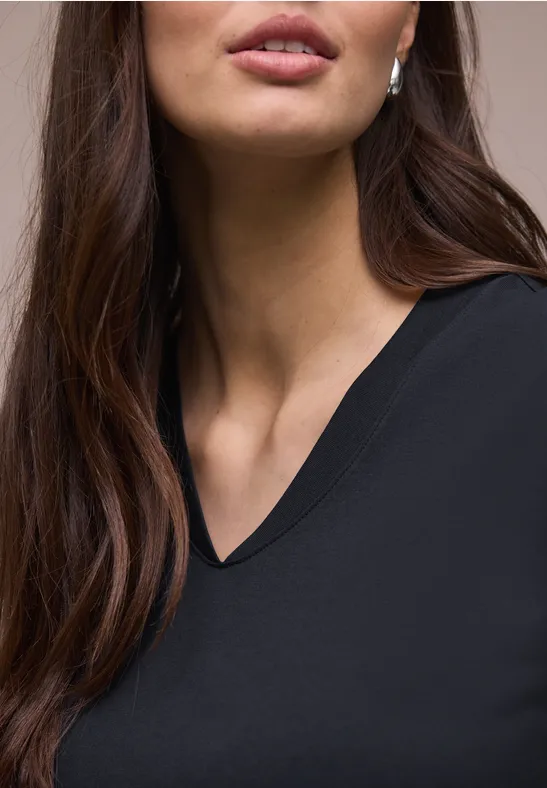 Dropped Shoulder Shirt mit V-Neck shadowed navy