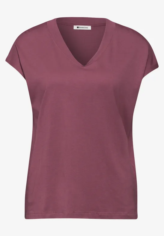 Dropped Shoulder Shirt mit V-Neck dark clouded blush