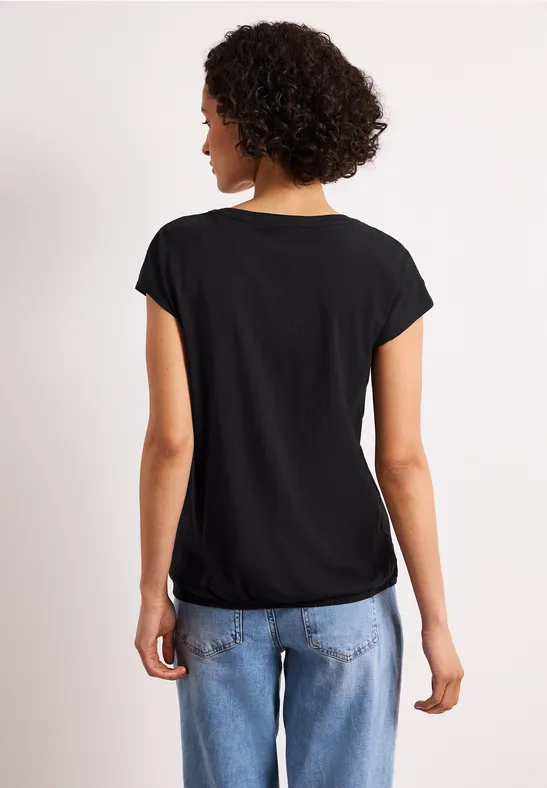 Dropped Shoulder Shirt mit Split Neck Black