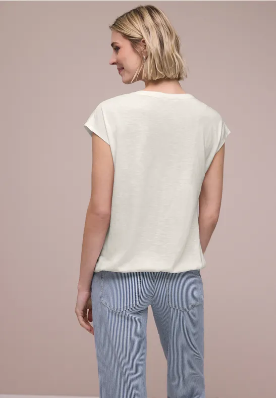 Chemise à épaules tombantes et col fendu off white