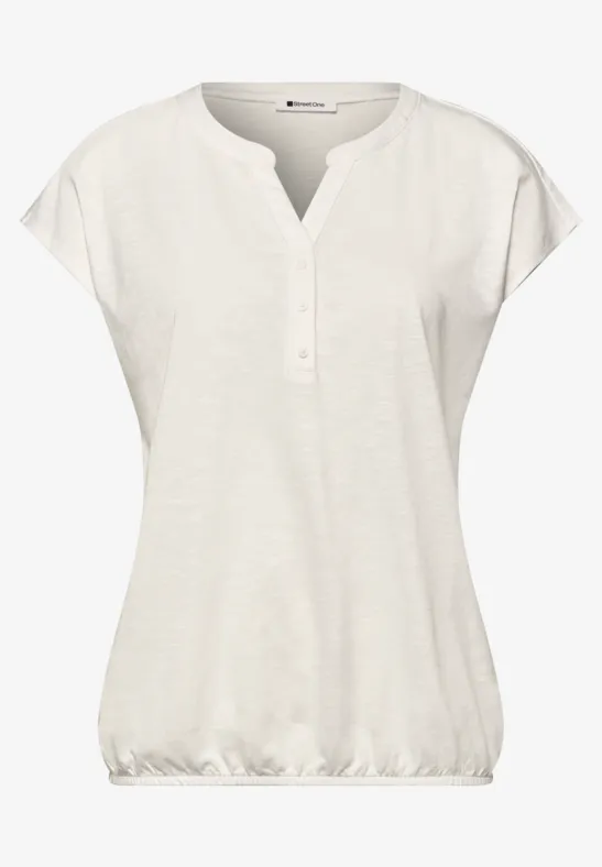 Chemise à épaules tombantes et col fendu off white