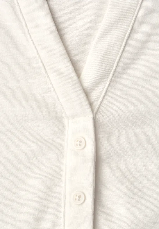 Chemise à épaules tombantes et col fendu off white