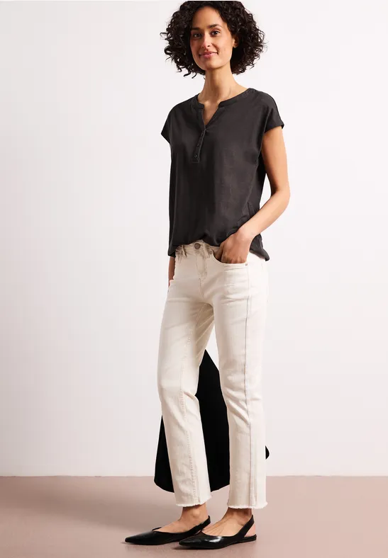 Chemise à épaules tombantes et col fendu espresso brown