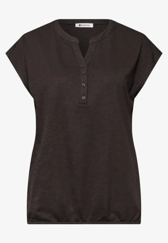 Chemise à épaules tombantes et col fendu espresso brown